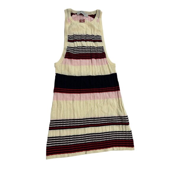 De Rococo Striped Ribbed Racer Tank Top in Navy Pink Red - Picture 1 of 5